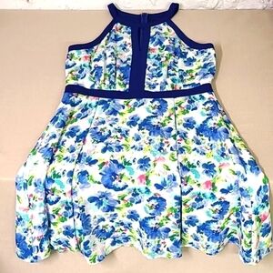 Adelyn Rae Dress Blue Pattern Large